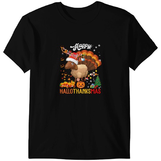 Sheep Lamb Hallothanksmas Funny Santa Turkey Pumpkin Sheep Farmer 40 Ewe Sheeps T-Shirts