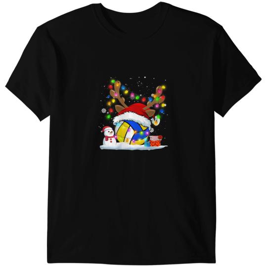 Volleyball Gift Lights Santa Hat Volleyball Coach T-Shirts