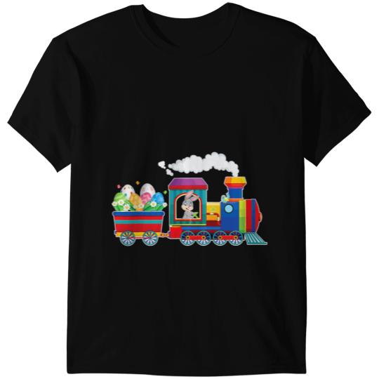 Train Truck Carrying Eggs Happy Easter Day Egg Hunt Cute Boy 1 T-Shirts