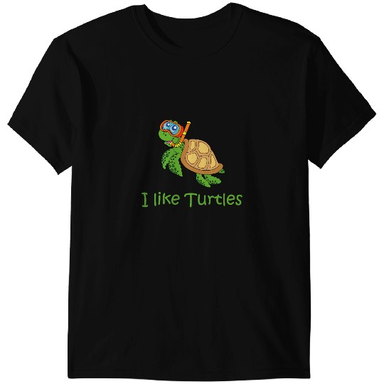 KV9 Turtle I Like Turtles Funny Snorkeling Sea Turtle Drawing Turtle Lovers Bday Gift T-Shirts