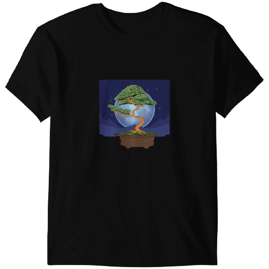 Zen Buddhist Japanese Culture Full Moon Bonsai Tree T-Shirts