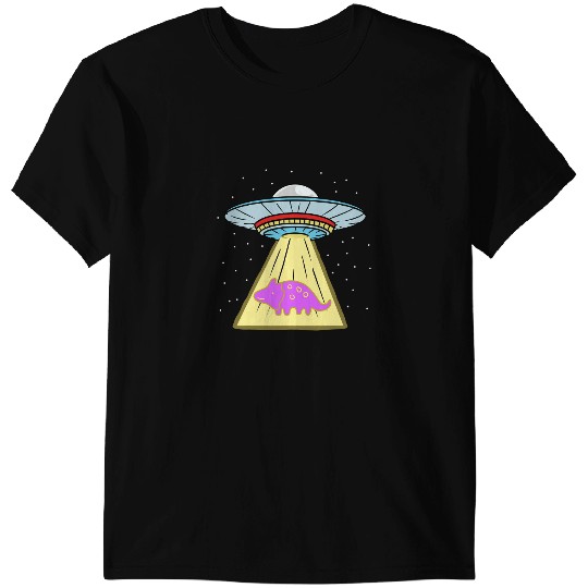 Dinosaur Dino Ufo Abduction Triceratops Dinosaur Lover T-Shirts