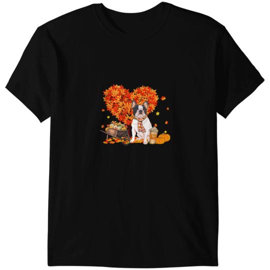 Frenchie Dog Autumn Tree Fall Leaves Pumpkin Dog Lover 35 French Bulldog T-Shirts