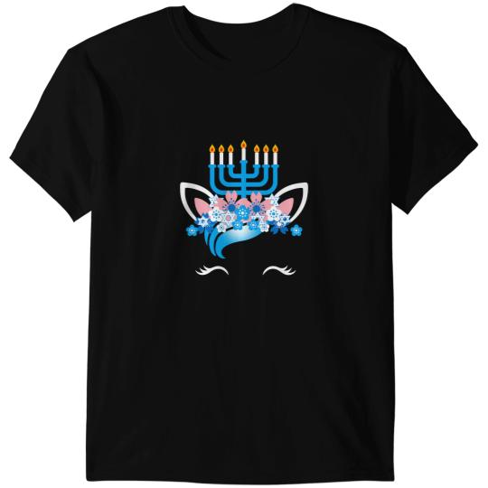 Unicorns Lover Pony Face Hanukkah Funny Girls Kids Women T-Shirts