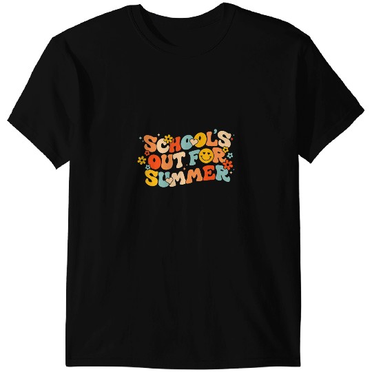 Teacher Job Groovy Schools Out For Summer Last Day Of School Teacher Kid T-Shirts
