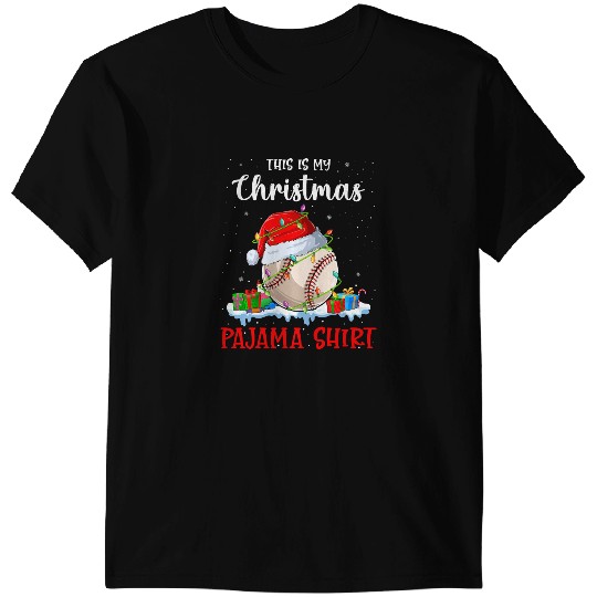 Softball Gift This Is My Christmas Pajama Softball Christmas Light 29 T-Shirts