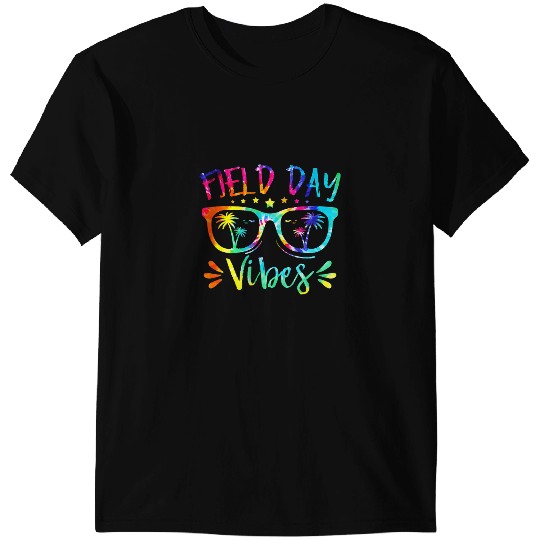 Teacher Job Field Day Vibes Tie Dye Summer Vacation Teachers Students T-Shirts