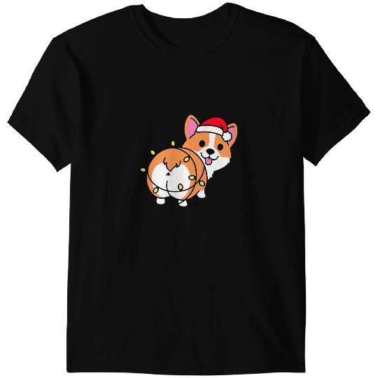 Welsh Corgi Dog Santa Dog Tangled Up In Christmas Lights Funny Pajama 15 Corgis T-Shirts