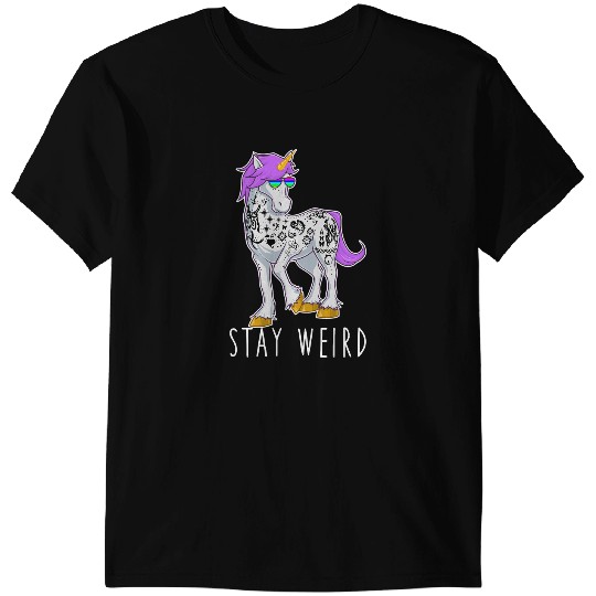 Unicorns Stay Weird Unicorns with Sunglasses Tattoos Novelty T T-Shirts