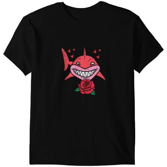 Ocean Shark Valentines Day Shark Funny Animal Boys Girls Kids Toddlers T-Shirts