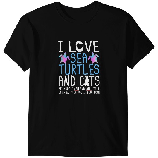 KV9 Turtle White Ca I Love Sea Turtles And Cats Cool Beach 41 T-Shirts