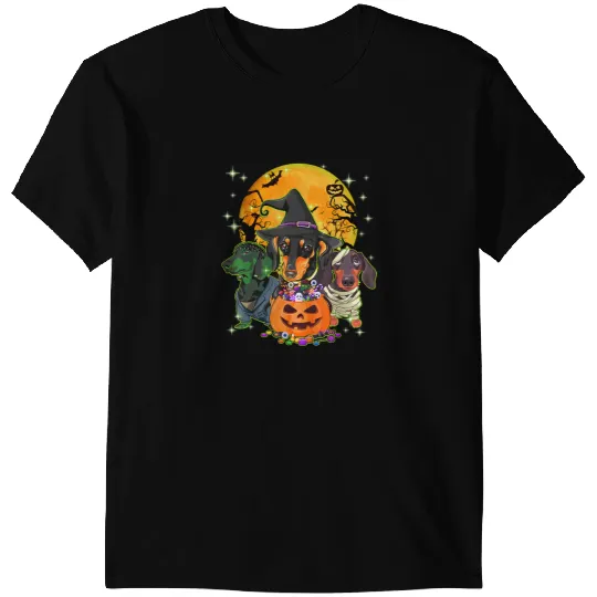 Wiener Witch Halloween Costumes Pumpkin Funny 160 Dachshund Doxie T-Shirts
