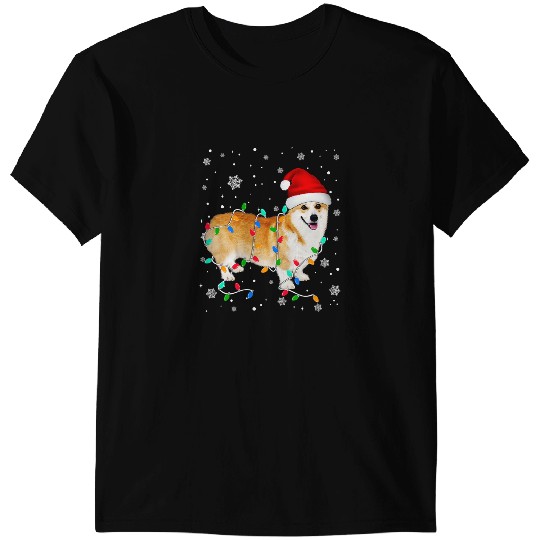 Welsh Corgi Dog Cute Corgi Santa Hat Christmas Light xmass 15 Corgis T-Shirts