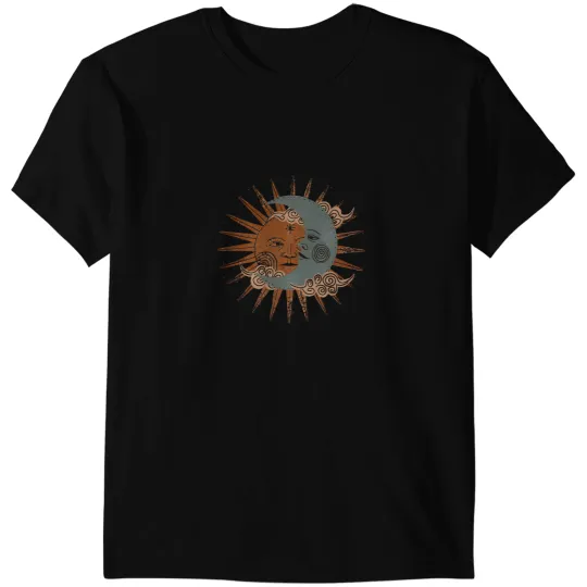 Mystic Sun Moon Stars Graphic Gothic Boho Bohemian Astrology T-Shirts