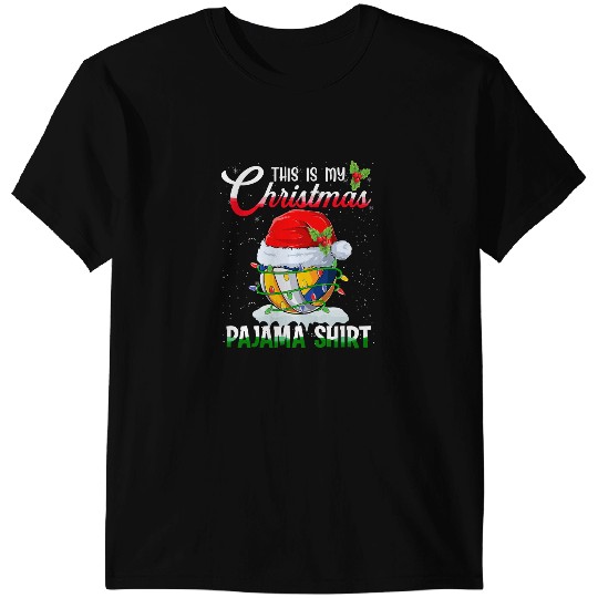 Volleyball Gift This is My Christmas Pajama Volleyball Christmas Light 286 T-Shirts