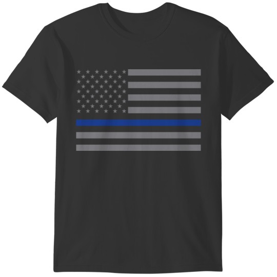 US Flag Police blue line T-shirt