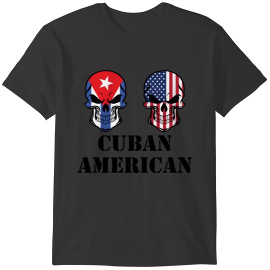 Cuban American Flag Skulls T-shirt
