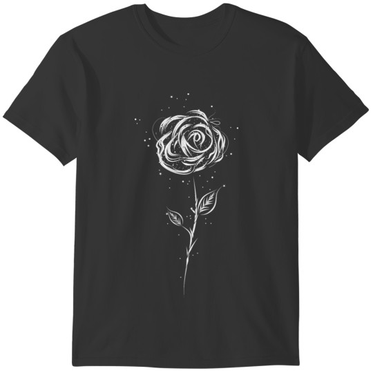 Drawing of a white rose T-shirt