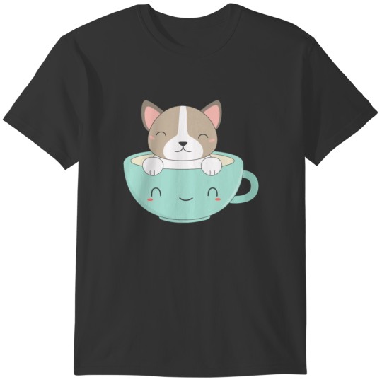 Kawaii Puppy and Coffee Mug T-shirt