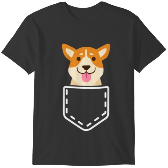 Corgi pocket cute gift dog pet love play animal T-shirt