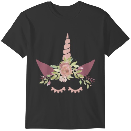 Unicorn floral tan T-shirt