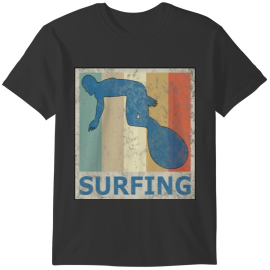 Vintage Retro Style Surfing Surfer Surfboard Beach T-shirt