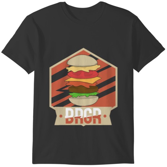 Burger BRGR logo salad, meat, cheese, tomato T-shirt