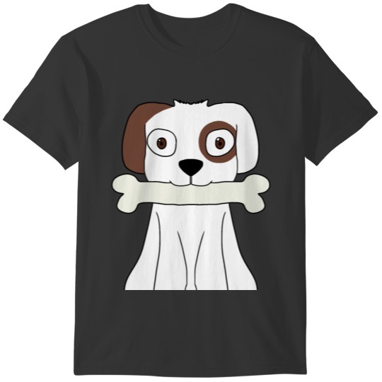 white dog with a brown left ear T-shirt