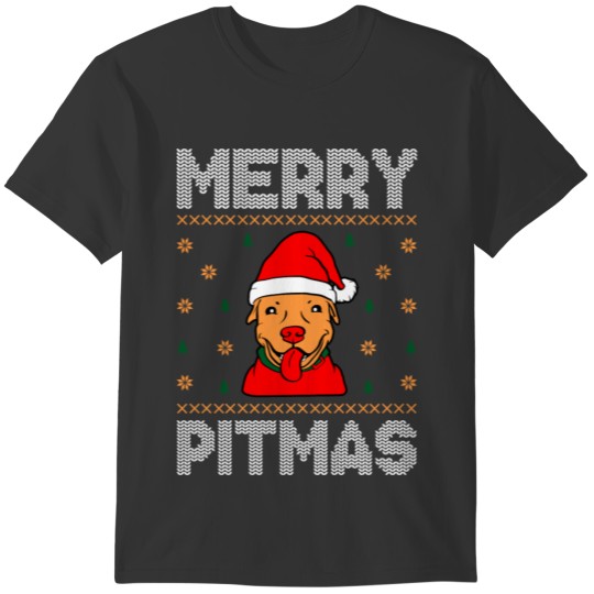 Funny Ugly Christmas Merry Pitmas Pitbull T-shirt