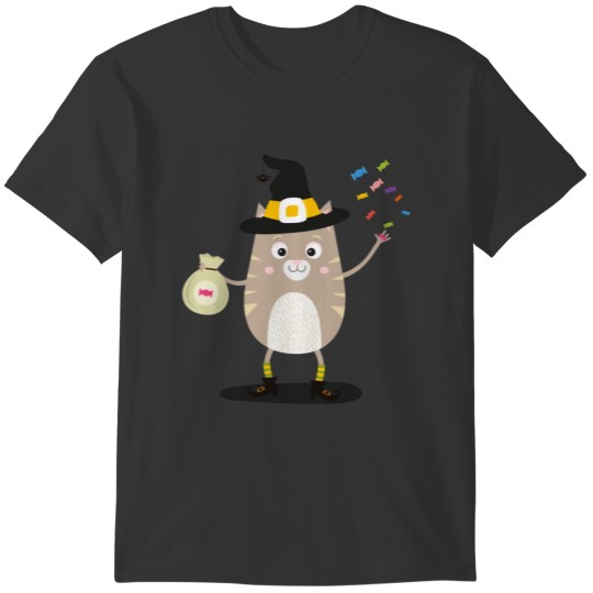 Happy Halloween Witch Cat T-shirt