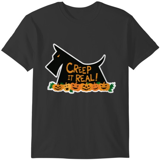 Halloween Dog Shirt Creep It Real Pumpkin Tee T-shirt