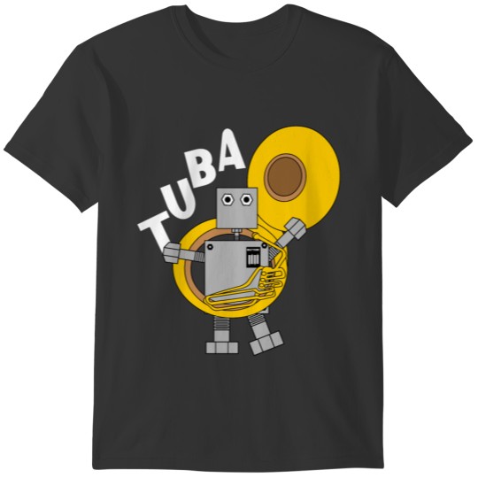 Tuba Robot White Text T-shirt