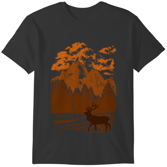 Mountain Elk Design Orange T-shirt