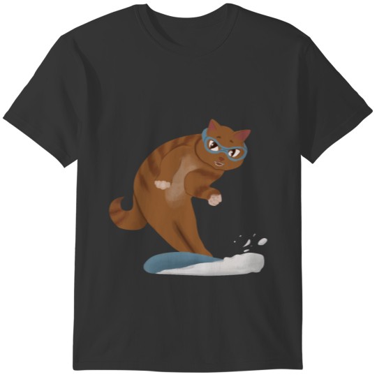 Cat Snowboard Cats Kitten Kitty Snowboarding Gift T-shirt