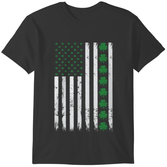 St. Patricks Day Irish American Shamrock Flag T-shirt
