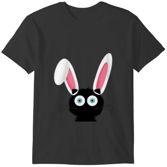 Cute Black Cat Bunny Hat Rabbit Easter Eggs Tshirt T-shirt