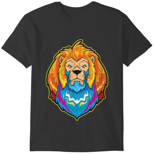 Cartoon colorful lion head T-shirt