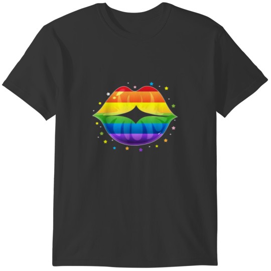 Funny Lesbian Gay Pride LGBT Lips Flag Gifts T-shirt