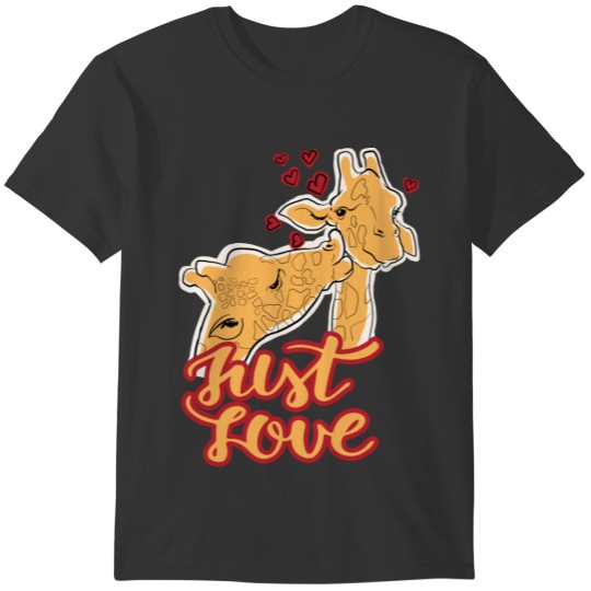 Giraffe Just Love Heart Sweet Love Couple Gift T-shirt