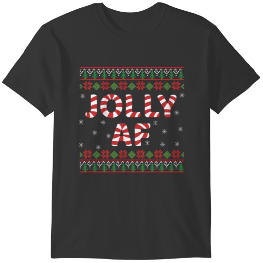 Christmas candy cane jolly snow present santa pere T-shirt