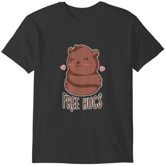 Brown Baby Panda Cute Bear Free Hugs Relieve T-shirt