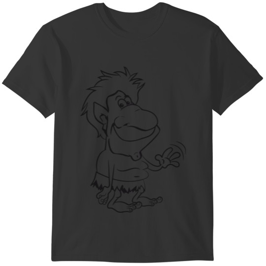 troll cute waving cartoon funny spitzohr fairy tal T-shirt