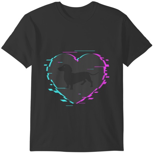 Dachshund in heart with retro look T-shirt