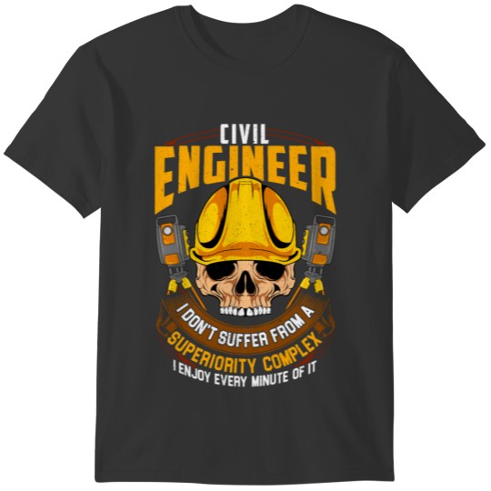 Funny vintage Civil Engineer Shirt skullt helmet T-shirt