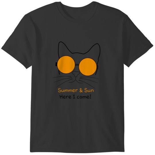 Cute funny cat with sunglasses, summer and sun T-shirt