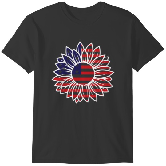 Patriotic Sunflower Red White and Blue Sunflower T-shirt