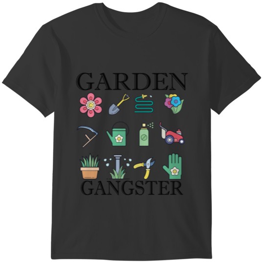 Funny Garden Gangster Colorfulgraphic Garden Tools T-shirt