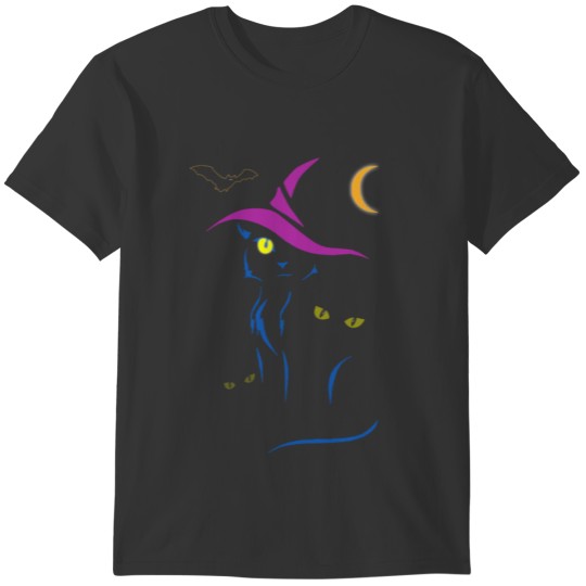 HALLOWEEN BLACK CAT WITCH T-shirt