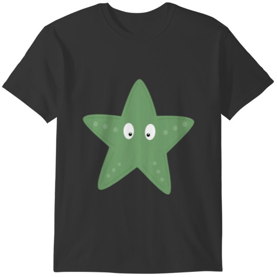 Cute Starfish Green Cartoon T-shirt