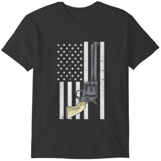 Retro American Flag - USA Patriotic Gun Owner Gun T-shirt